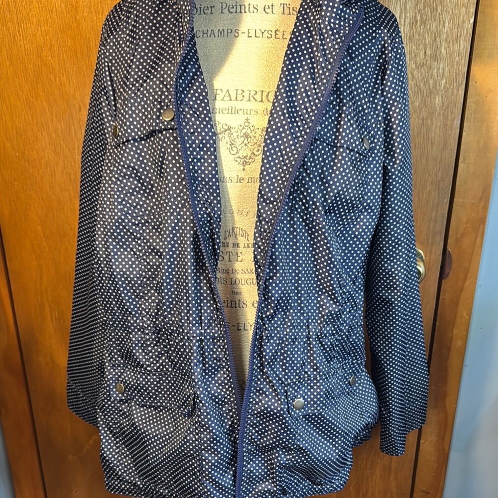 Navy Pure Energy Polka Dot Hooded rain Jacket size 2X - Picture 4 of 9